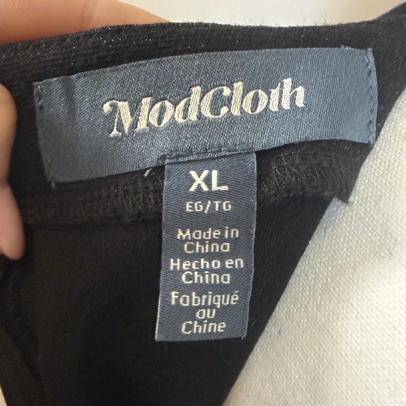 ModCloth Shift Dress Women XL Black NEW Polka Dot Sheer Puff Sleeve Shimmer - Picture 5 of 10